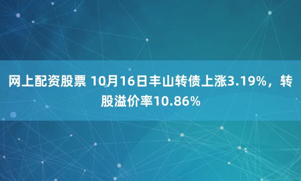 网上配资股票 10月16日丰山转债上涨3.19%，转股溢价率10.86%